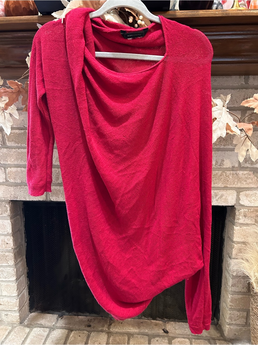BCBG Draped Tunic Top in Bright Red EUC